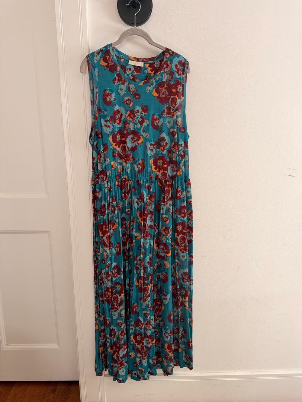 Ulla Johnson Sleeveless Teal Floral Maxi Dress